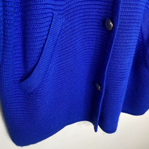 Linea by Louis Blue Acrylic & Wool Long Knit Jacket Oversized Cardigan Medium - Picture 3 of 9